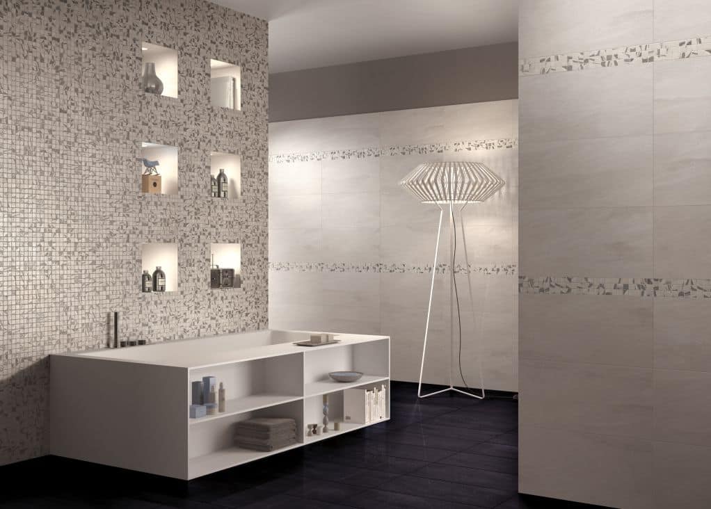 Gạch ốp tường 30x60 kết hợp mosaic